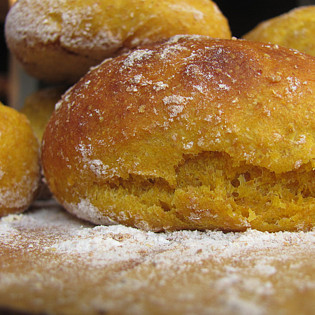 Kabocha squash roll close up